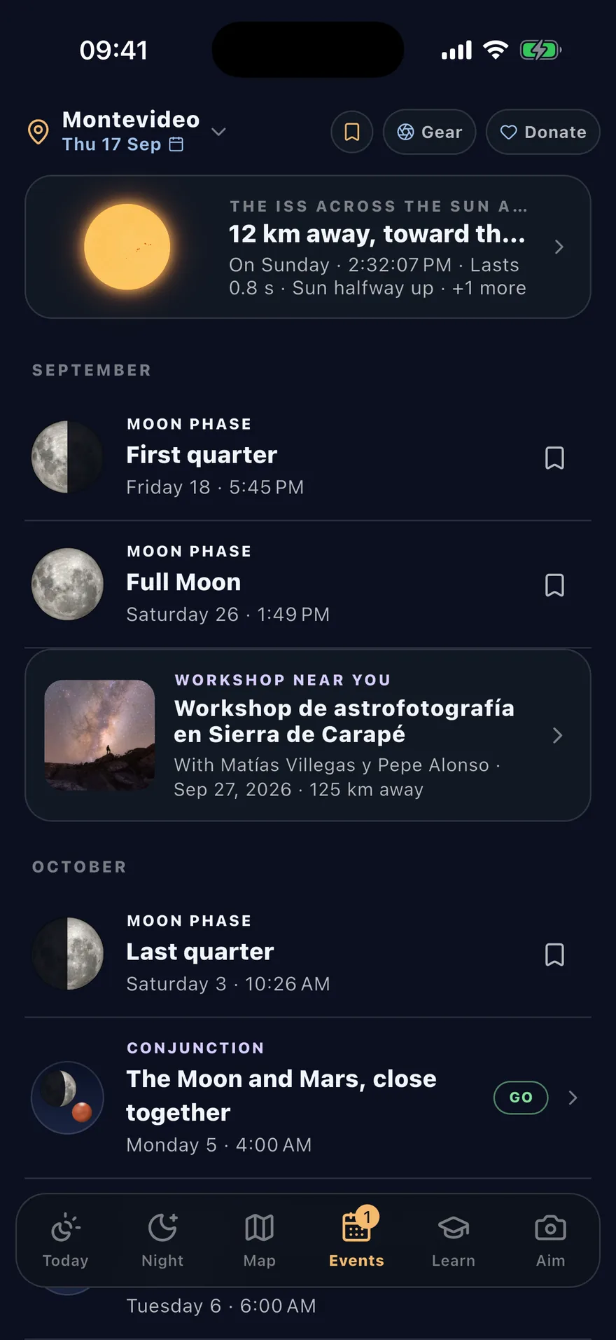 FotoNoa's eclipse screen with the eclipse simulation